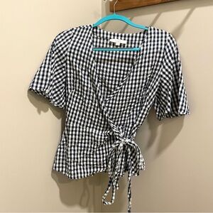Loft Gingham Wrap Top